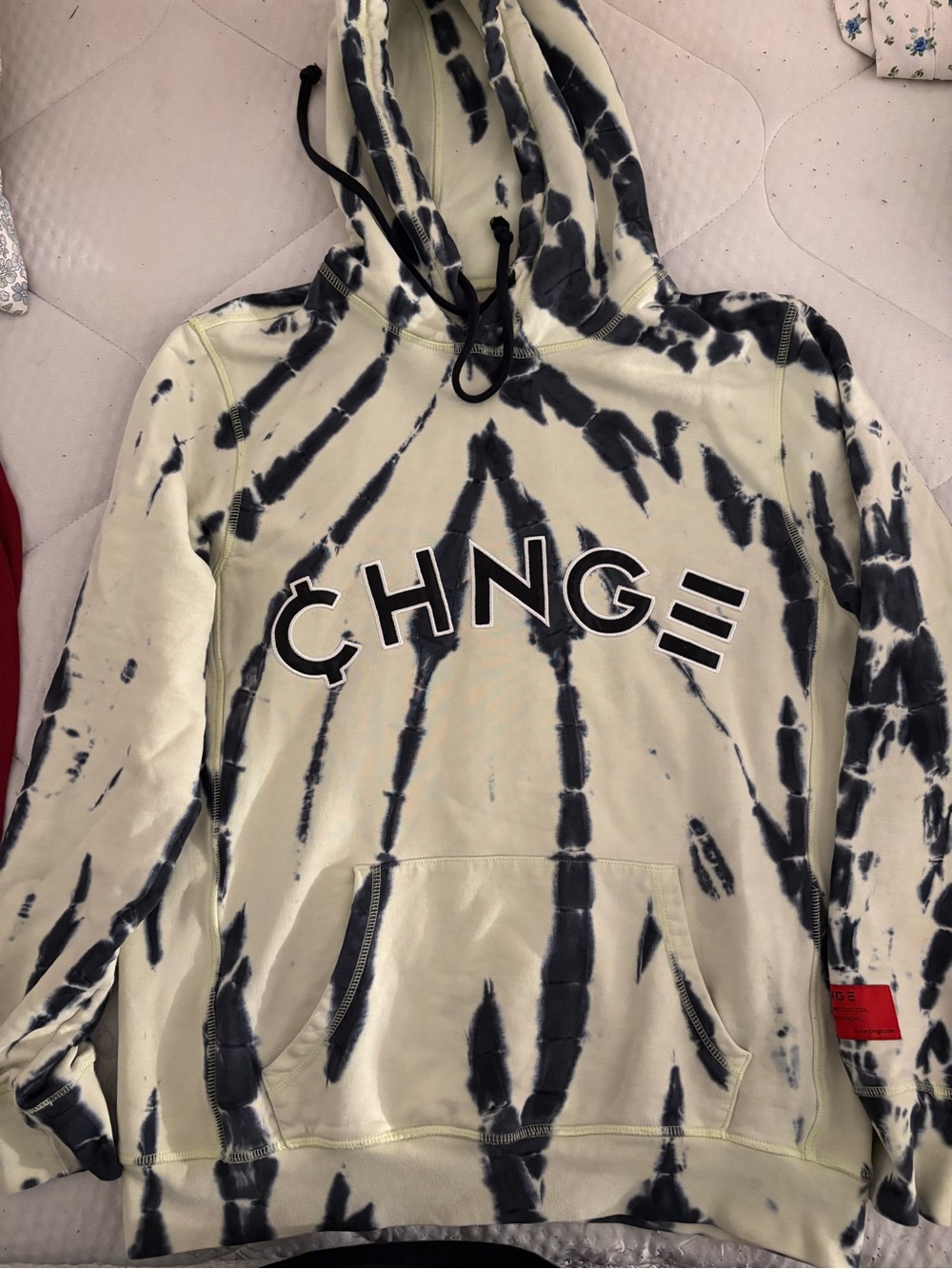 CHNGE Men's Tie-Dye Crewneck Hoodie in light green and Black